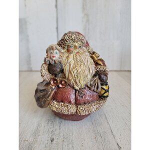 Rustic vintage Jolly santa doll‎ toy bag xmas decor figure
